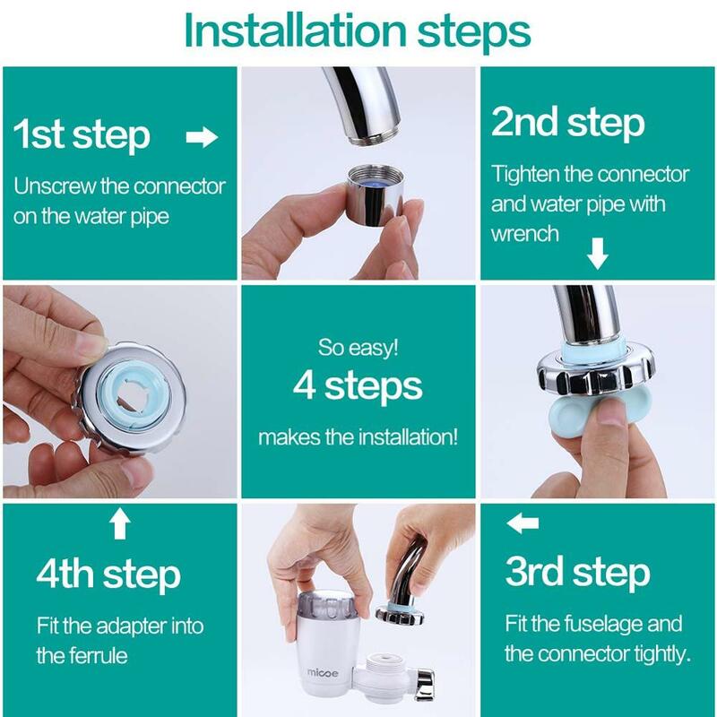 Micoe Water Purifier Filter Faucet Filtration System with Washable Ceramics Filter Core (faucet filter H-HC702)