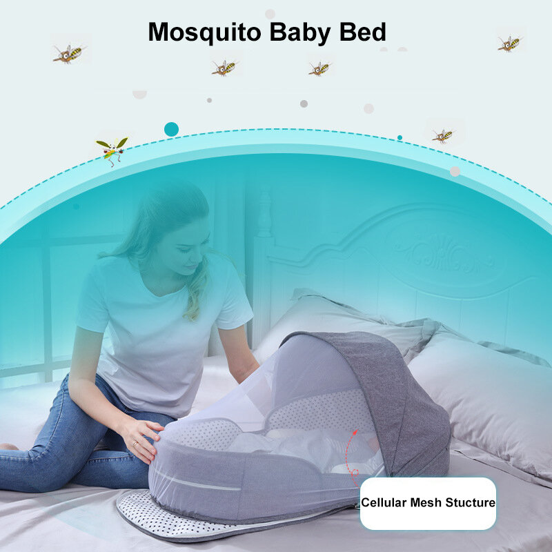 신생아용 휴대용 모기장 침대, 여행용 아기 침대, 신생아용 아기 둥지 침대, 잠자는 아기 침대
