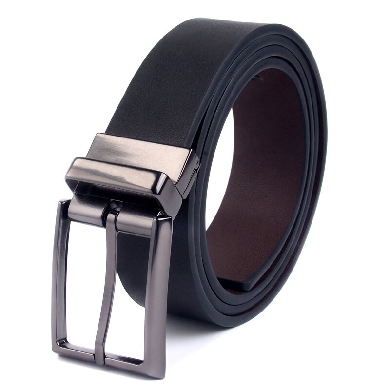 Double Sided Leather Luxury Strap Men Belts For Male New Fashion Classice Vintage Pin Buckle Cow Genuine Leather Belt Men