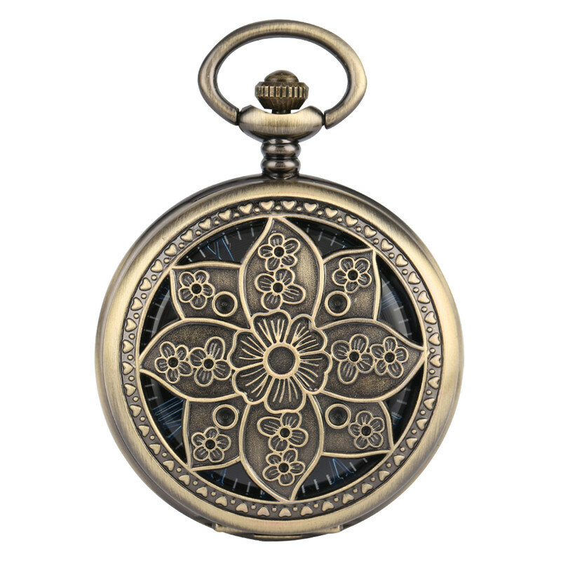 Exquisite hohle Lotusblumen Männer Frauen mechanische Hand Wind Taschenuhr Vintage Skelett Uhr beste Geschenk Reloj