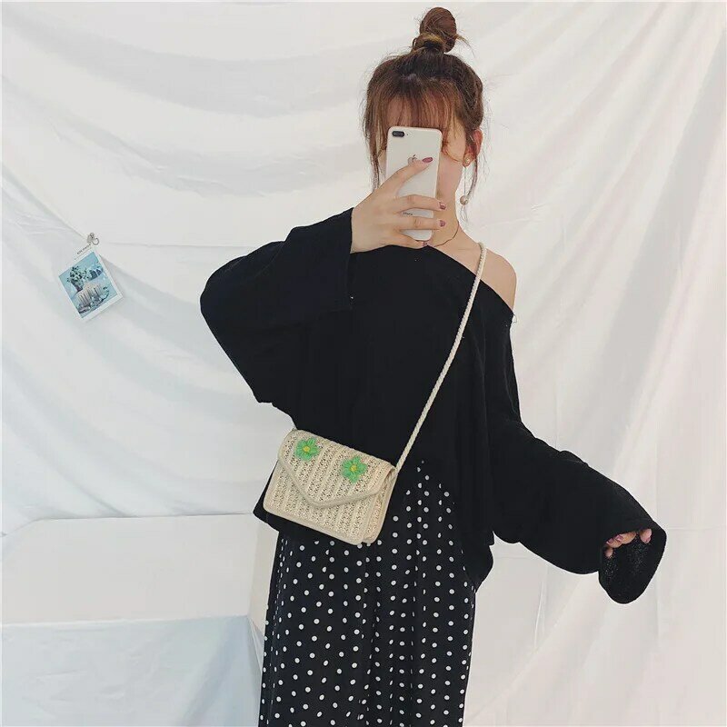 Small Straw Bags For Women 2020 Summer Crossbody Bags Lady Travel Purses Female floret Shoulder Messenger Bag Fashion Handbags