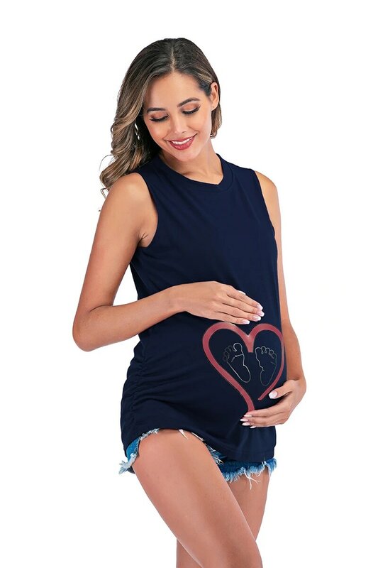 2022 летние футболки с принтом «Следы любви», женские футболки, облегающие топы с забавными надписями для беременных, футболки с круглым вырезом для беременных, Одежда для беременных