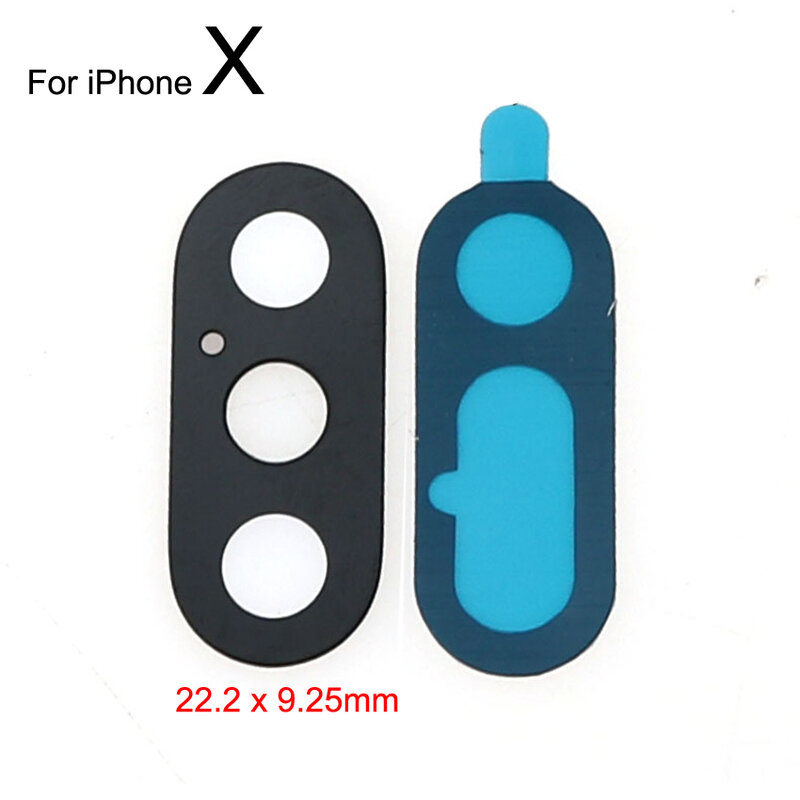 YuXi-lente de cristal para cámara trasera de iPhone, piezas de repuesto adhesivas para iPhone X, XR, XS Max, 8, 7, 6, 6S Plus, 5S, SE 5