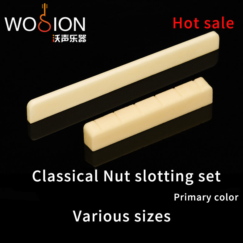 Wosion Saptesboneのプライマリカラーアコースティックとクラシックギターナットスロット、上下のナットがさまざまなサイズでスロットされています。
