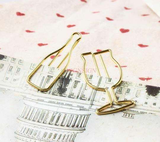4pcs Personalized Wine Glass Electroplated Shaped Paper Cute Paper Clip Shape Cartoon Pin