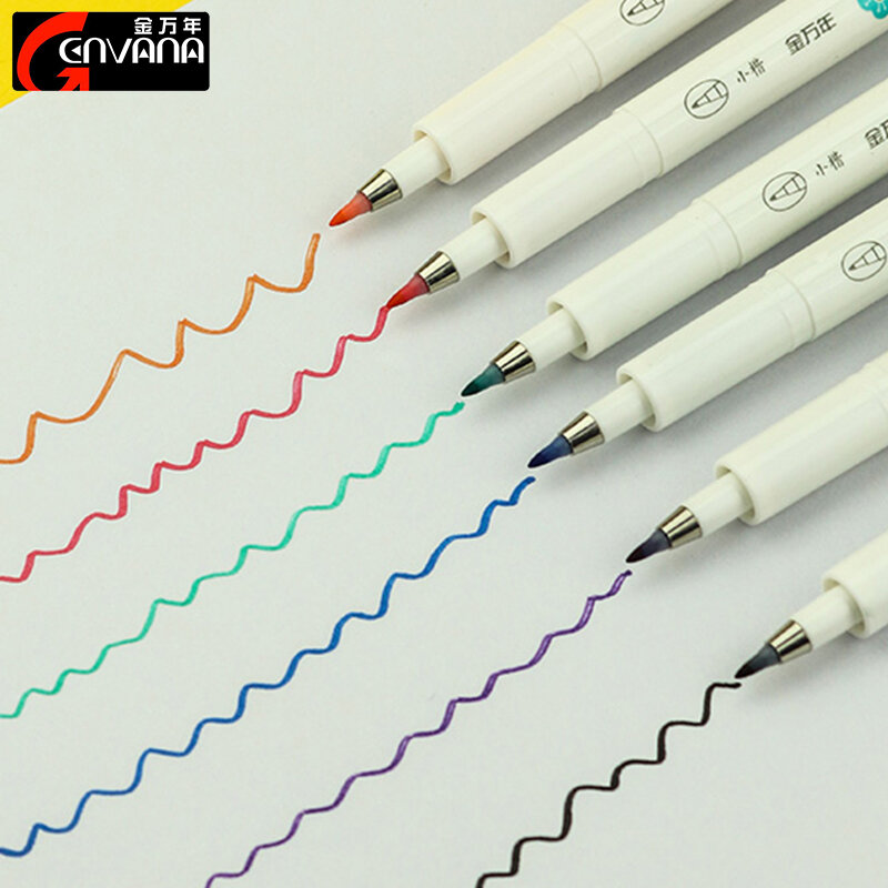 Caneta de caligrafia genvana com 6 cores, jogo de caneta de beleza e pequeno