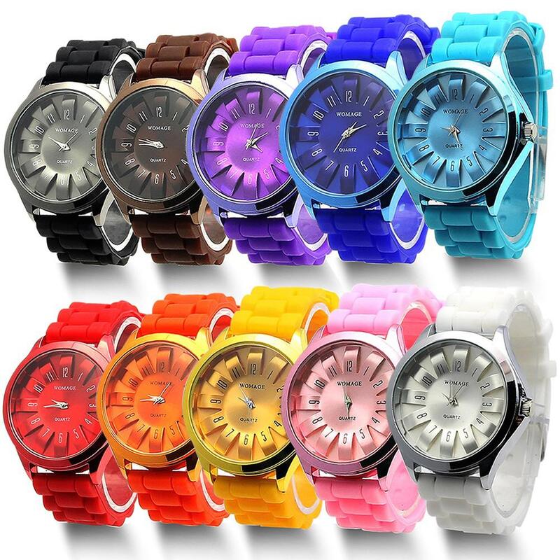 Relógio casual de silicone com pulseira de gelatina, relógio esportivo de flor, para homens e mulheres, relógio de pulso de quartzo, vestimenta feminina, presente de luxo