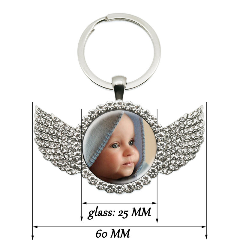 Personalizado duplo lado chaveiro mãe pai bebê crianças avô pais anjo chaveiro para presente de aniversário da família