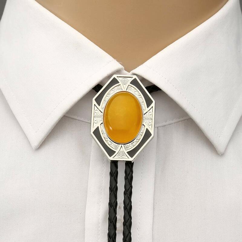 11 colors six side yllower nature  stone  bolo tie for man handmakde  Indian cowboy western cowgirl  zinc alloy necktie