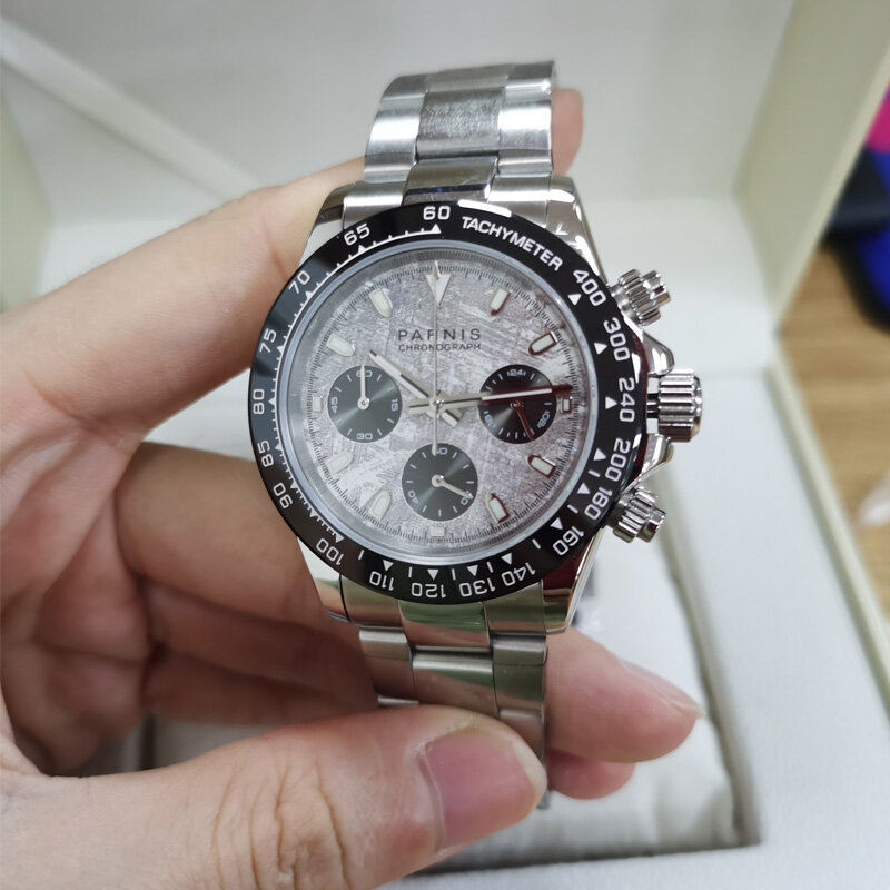 Nova chegada parnis 39mm dial quartz chronograph à prova dwaterproof água de cristal safira relógios dos homens japão movimento 2022 marca luxo superior