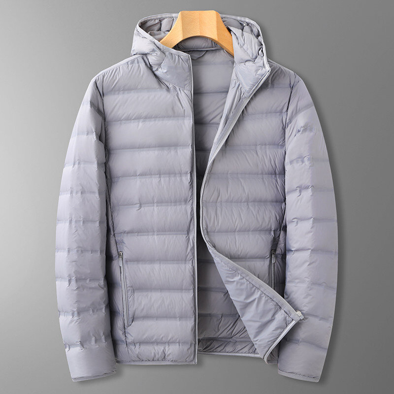 남성용 경량 다운 재킷, 캐쥬얼 후드 얇은 다운 재킷, 2024 가을 및 겨울, 신상 유행 XL 6XL 7XL 8XL