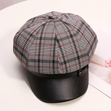 Женская восьмиугольная шляпа H271, осенне-зимняя клетчатая восьмиугольная кепка в стиле ретро, британского художника, Повседневная модная шапка для девушек