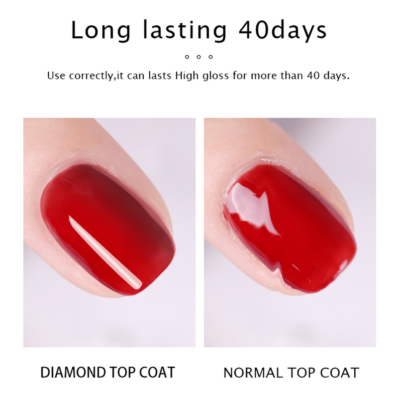 Vendeeni 15ml Diamond Top Coat For Gel Nail Polish Reinforce Long Lasting UV Soak Off Gel Varnish High Light Nail Art Primer Gel