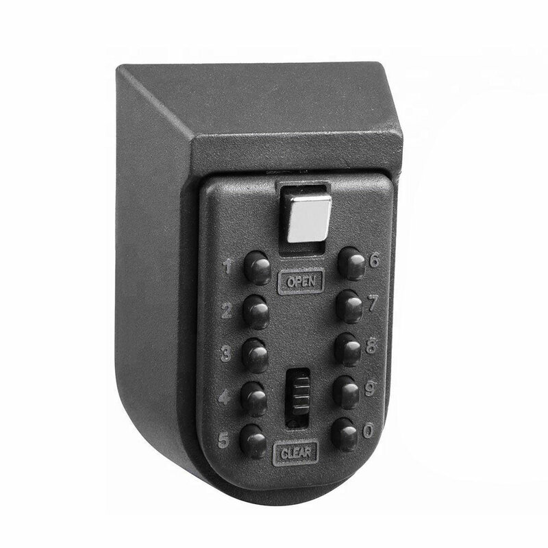 Metal wall-mounted outdoor key box 10 digits button combination password key safe with reset password key holder