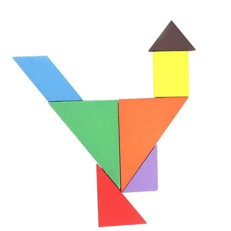 Fun Wooden Geometry Rhombus Tangram Puzzle Shape Cognitive Intellectual Development Children's Educational Enlightenment Toy