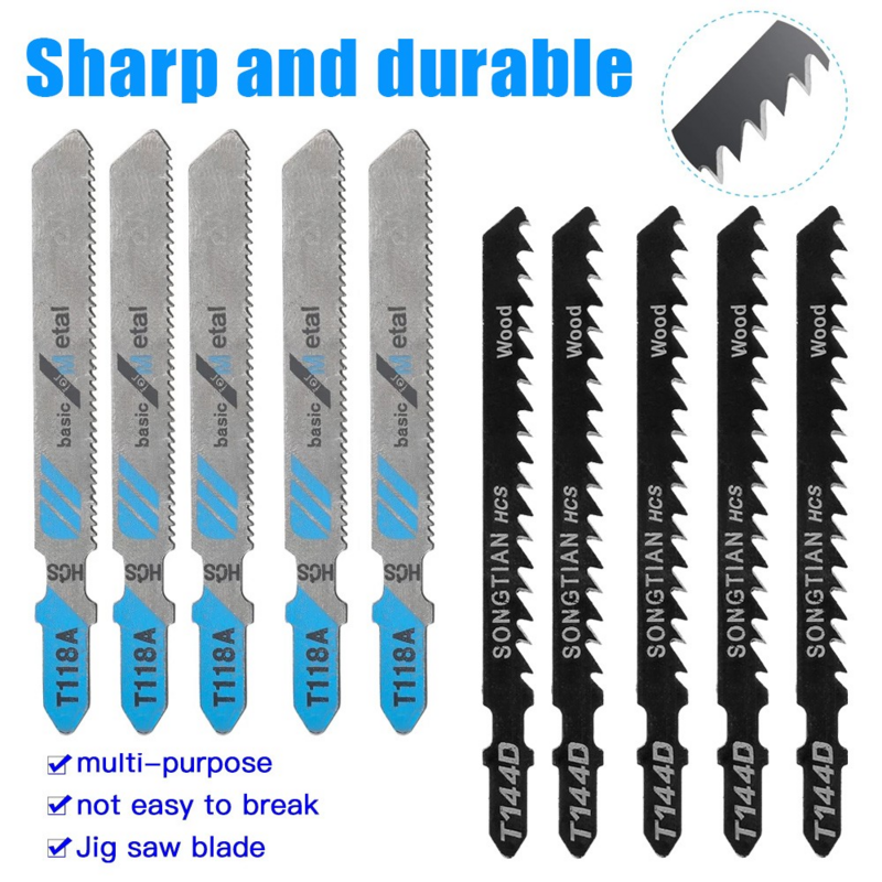 Snijden Diverse Bladen Decoupeerzaagbladen Kit T Schacht Jigaw Blade Voor Hout Plastic Metaal Snijden Jig Zaagblad T144D/t118A Hand Tool