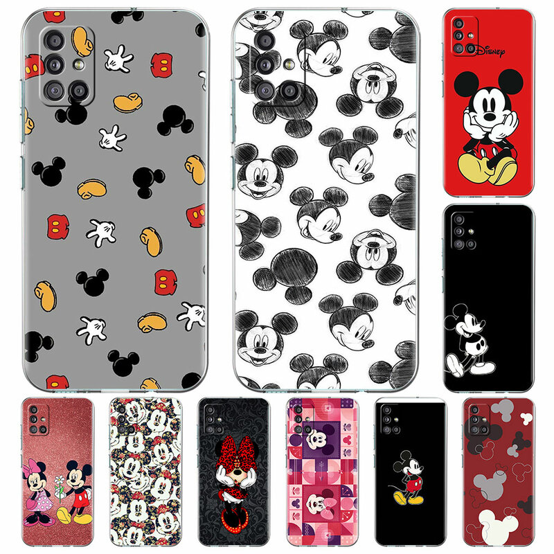 Disney Clear Case For Samsung Galaxy A52 A51 A12 A32 A72 5G A21s A71 A31 A50 Transparent Soft Cover Cartoon Mickey Mouse Coque