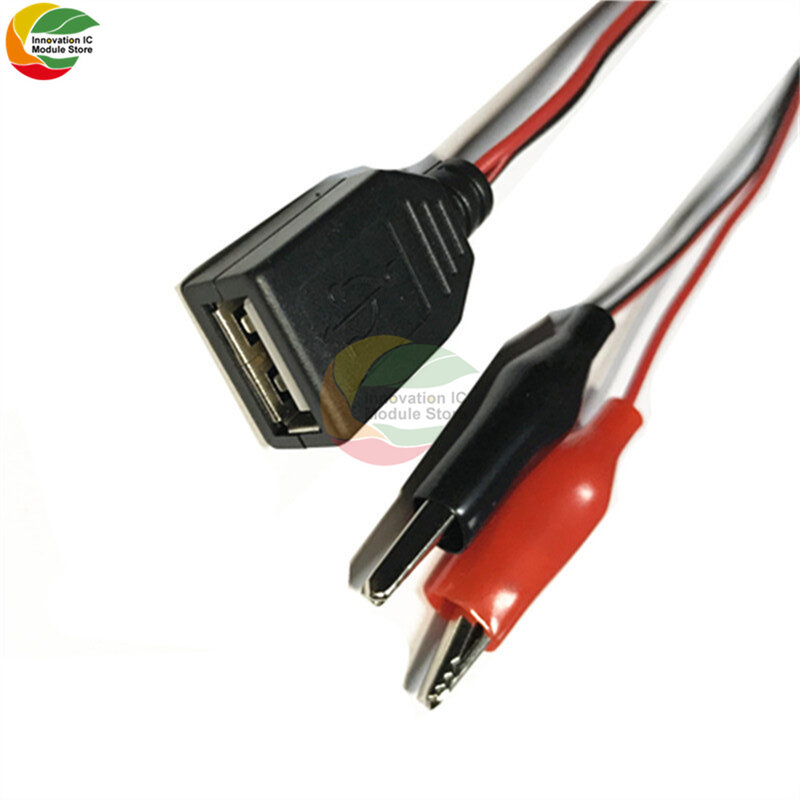 USBから赤と黒のクリップ電源テストラインDIY小型クロコダイルテストクリップからUSBアダプター (女性) 電力コード長58cm