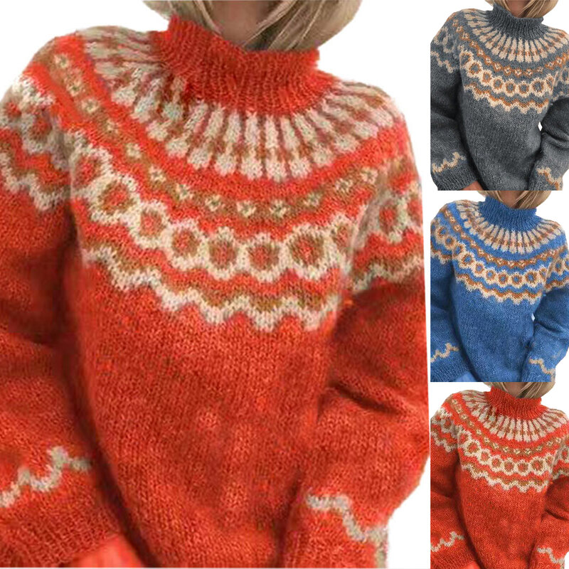Pulls Femme col roulé automne hiver tissage Jacquard à manches longues Pull en tricot свитер женский tirer Femme 2020