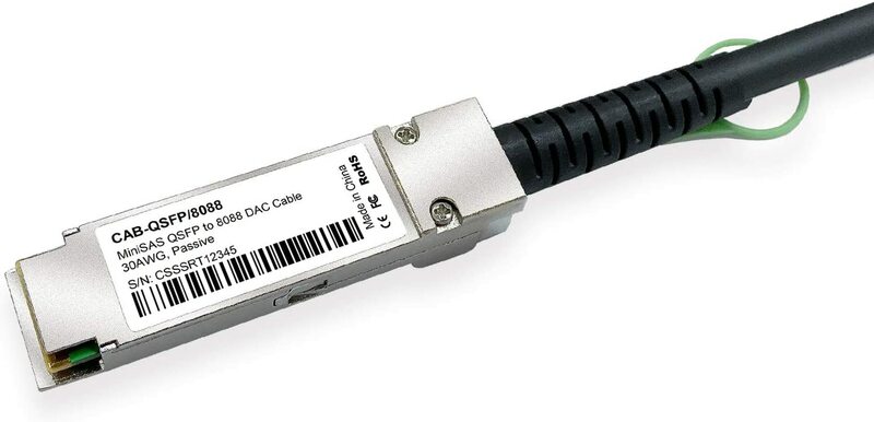 QSFP (SFF-8436) ไปยัง MiniSAS (SFF-8088) DDR Hybrid SAS Cable, 100โอห์ม,0.5-m(1.65ft)