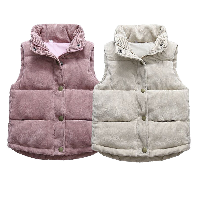Colete de algodão grosso quente infantil, casaco exterior infantil, roupas de bebê, jaquetas de meninos e meninas, colete outono, 2023