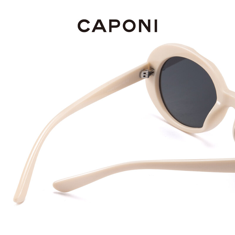 CAPONI خمر النظارات الشمسية النساء الموضة الاستقطاب UV واقية مكافحة وهج البيضاوي نظارات شمسية الإناث العلامة التجارية مصمم ظلال CP1972