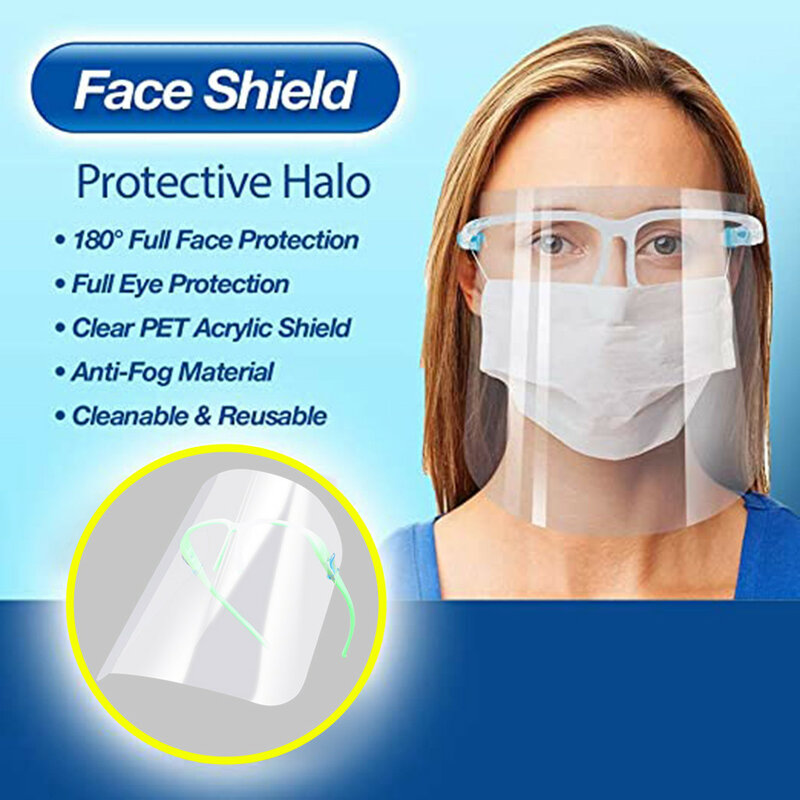 Mascarilla facial transparente reutilizable de plástico, 3 piezas, duradera, con protección de escudo, transpirable, Cosplay de Halloween