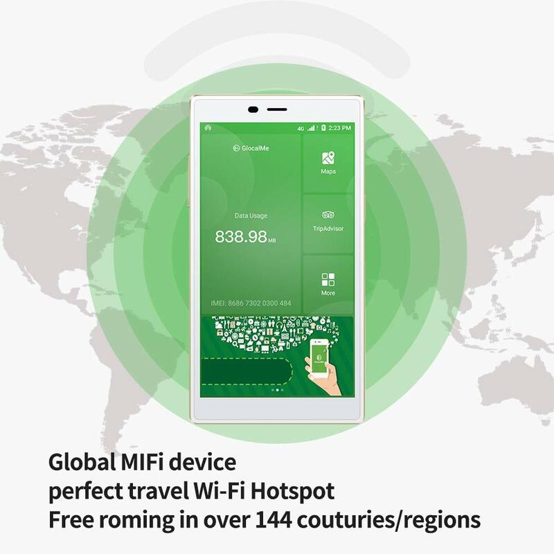 نقطة اتصال GlocalMe G4 4G LTE المتنقلة ، نقطة اتصال واي فاي عالية السرعة في جميع أنحاء العالم بدون بطاقة SIM رسوم التجوال جيب عالمي واي فاي