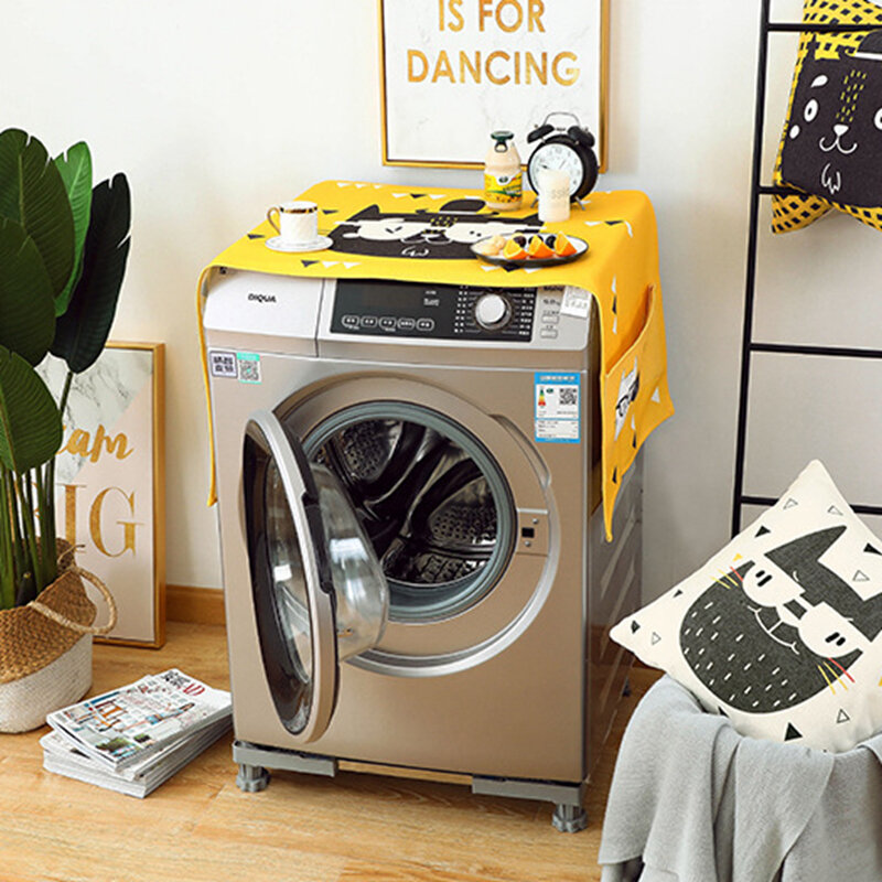 Juste anti-poussière pour machine à laver, couvre-réfrigérateur à chargement frontal, motif dessin animé chat, tambour, pour four à micro-ondes