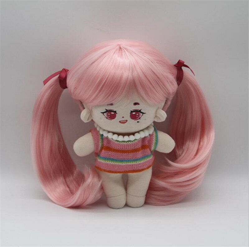 20CM Idol Plush Doll Dress Up Wig Hair Straight Curly Hair Plush Toy DIY Doll Accessories