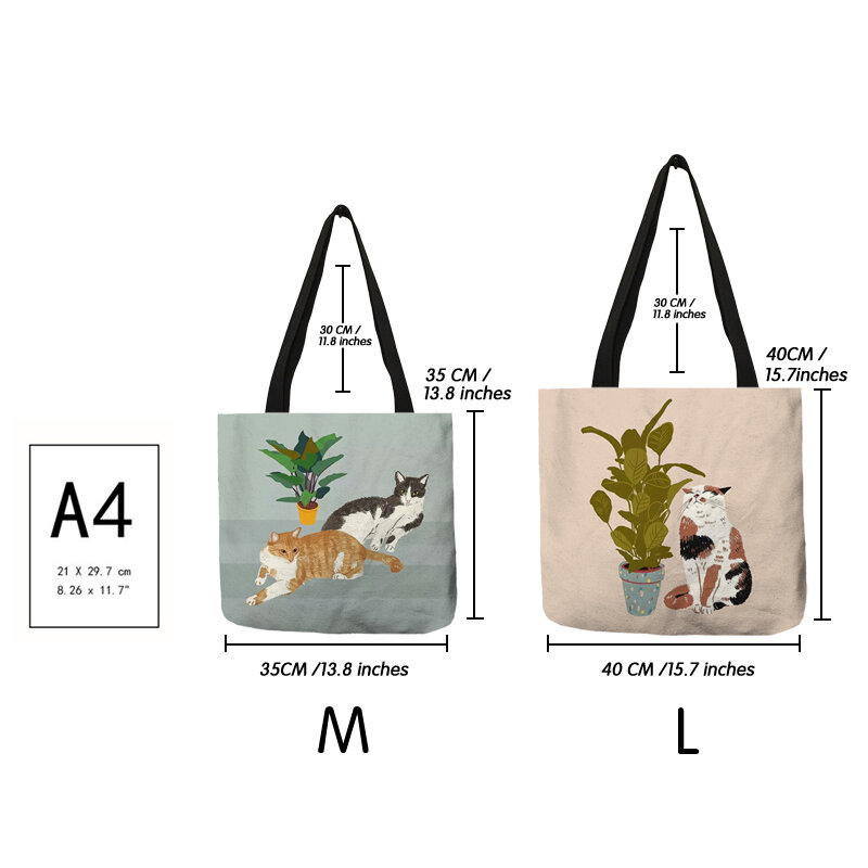 Bolso de mano con estampado de gato y diario para mujer, bolsa de viaje de moda para chica, de ocio, ecológico, plegable, de alta calidad