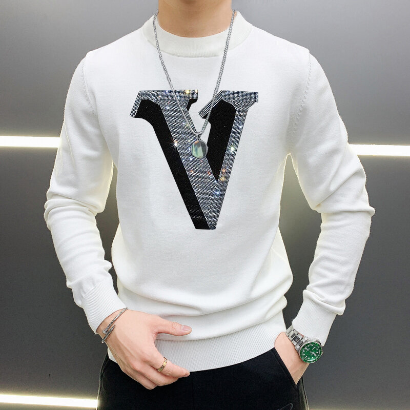 Suéter de cachemira de alta calidad personalizado para hombre, Tops originales de punto Simple coreano para Fitness