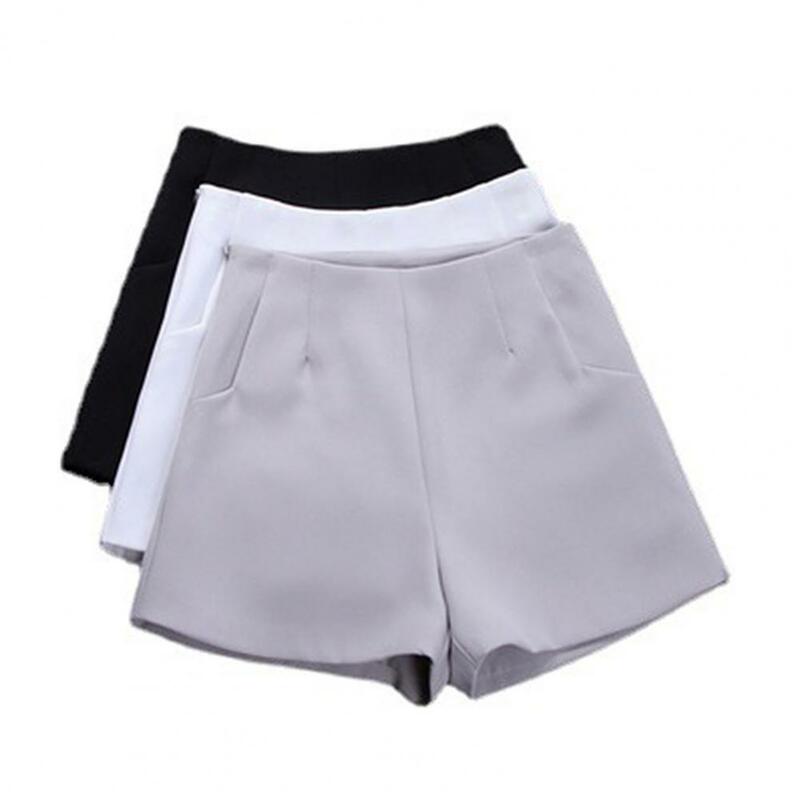 Women ELegant Office Lady Casual  Straight Shorts High Waist Pockets Solid Color Suit Shorts Short Pants for Office ensemble