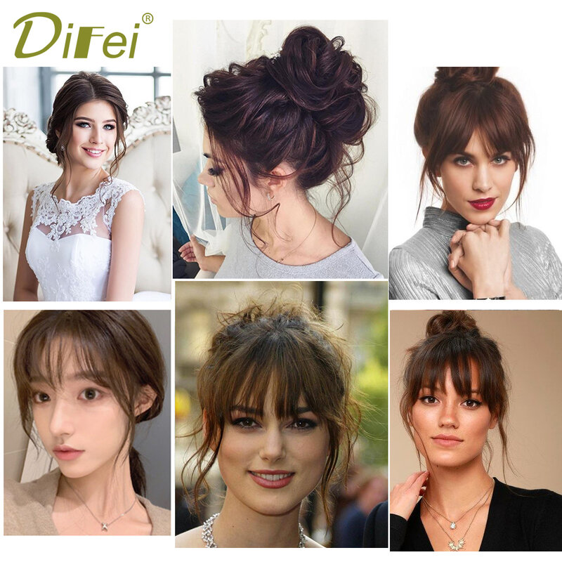 DFIEI-extensão de cabelo de fibra sintética resistente ao calor para mulheres, borlas de face, ar lateral, moda, duas peças
