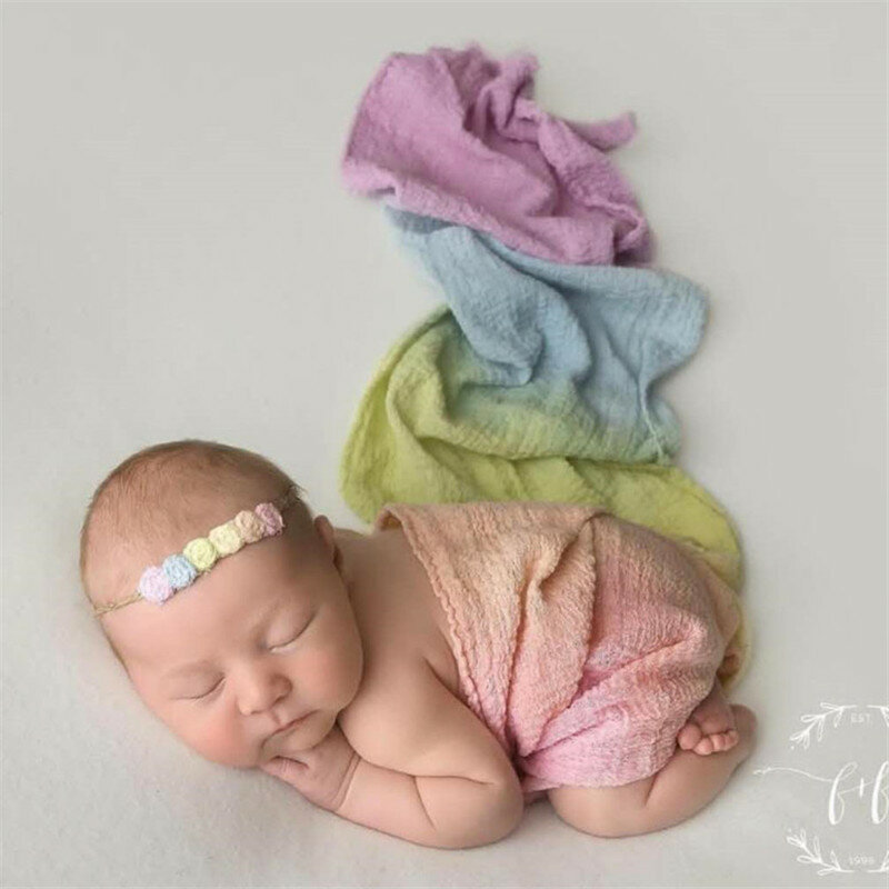 Cobertor para foto de bebê, adereços para fotografia recém-nascida, enrolador de algodão, esticável, arco-íris, estúdio fotográfico, cenário