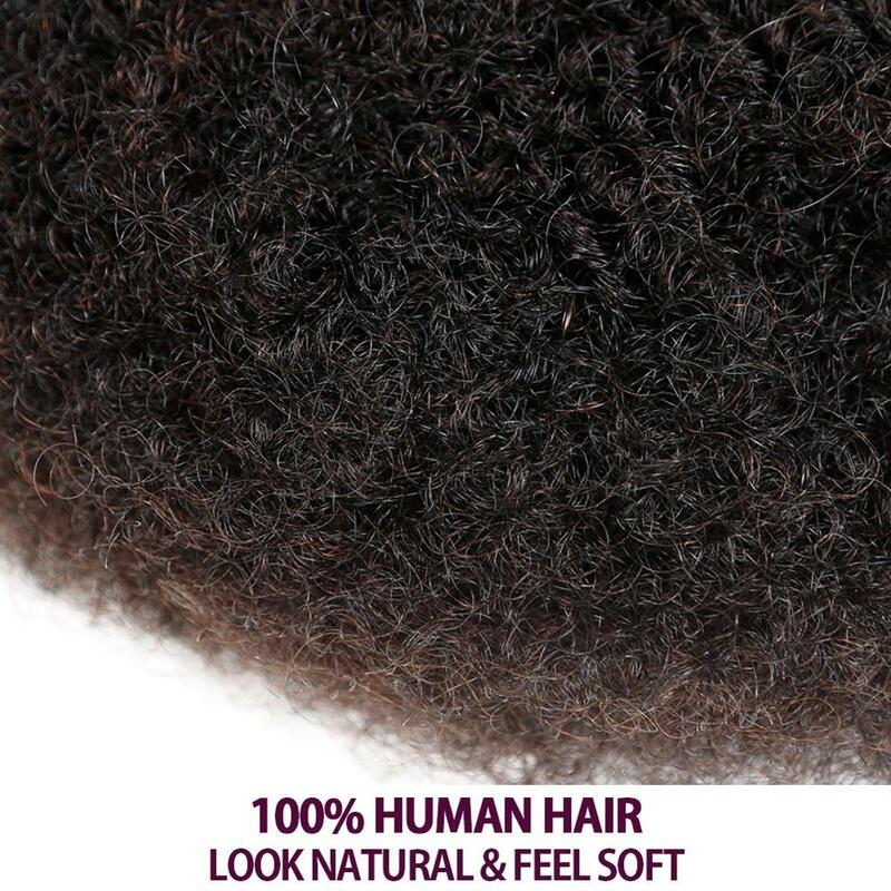 Elegante Remy Bulk Hair, Sem Anexo Peruano Afro Kinky Curly Wave Cabelo Humano, Massa para Trança, Tranças de Cor Natural, 1Pc