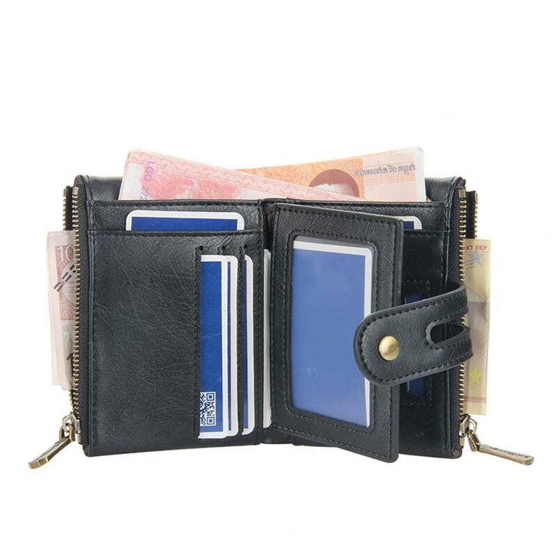 Exquisite Large Capacity Wallet Safe Buckle Multi-grid Faux Leather Fashion Wallet for Man