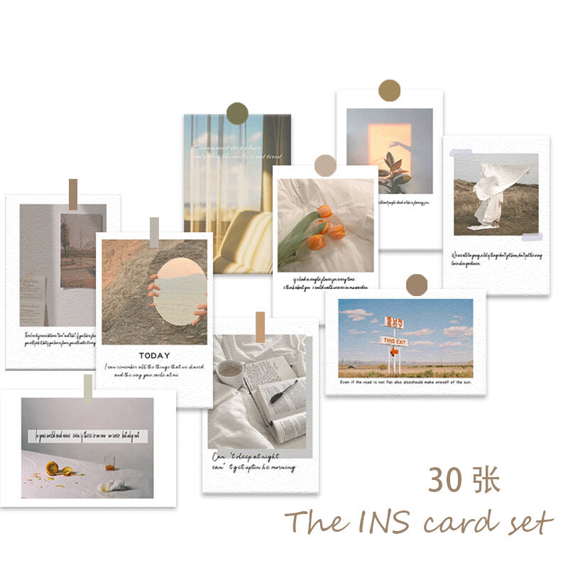패션 INS 아트 장식 작은 포스터 엽서 사진 소품, DIY 침실 벽 스티커, 창의적인 장식 문구, 세트당 30 개