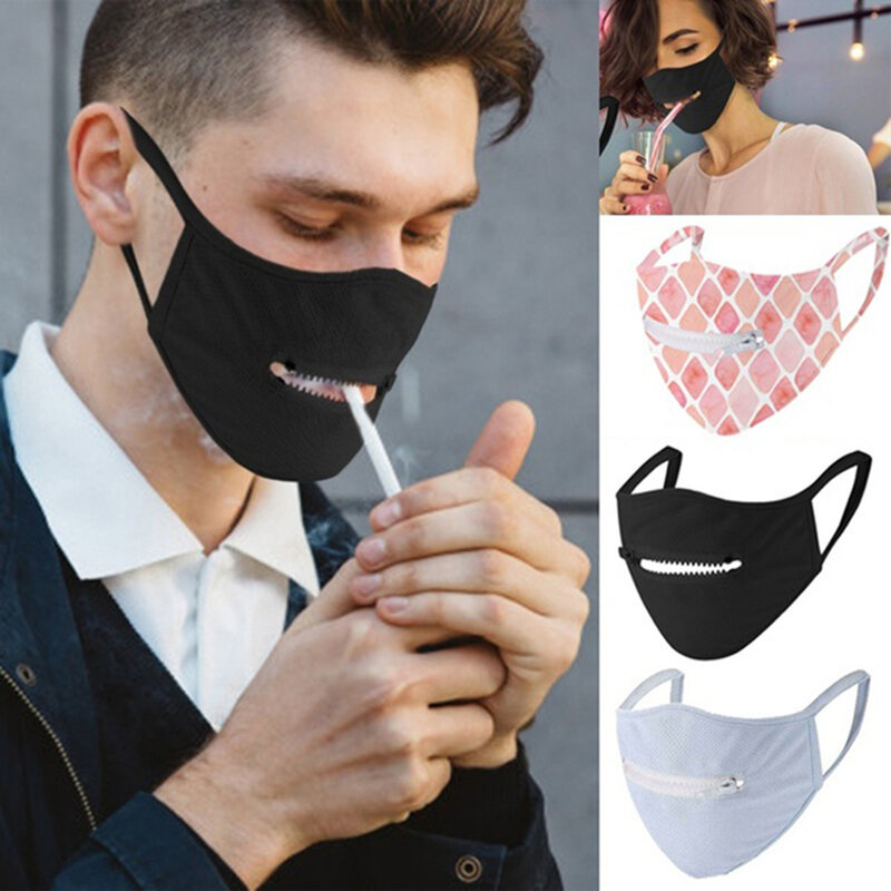 Unisex Anti-Uv Katoen Maskers Rits Ontwerp Stofdicht Anti-Waas Outdoor Fietsen Gezicht Cover Print Volwassen Vrouwen Mannen gezichtsmasker Zip