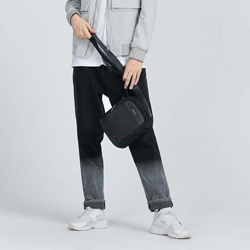 패션 남성 싱글 숄더백 폴리에스테르 안티 스플래시 대용량 메신저 가방, 스포츠 레저 가방