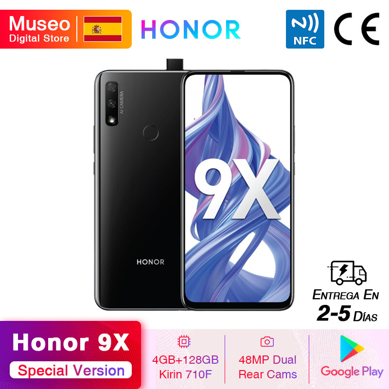 Honor-teléfono inteligente 9X versión especial, 4GB, 128GB, Kirin 710F, cámara Dual de 48MP, AI, 6,59 '', Google Play