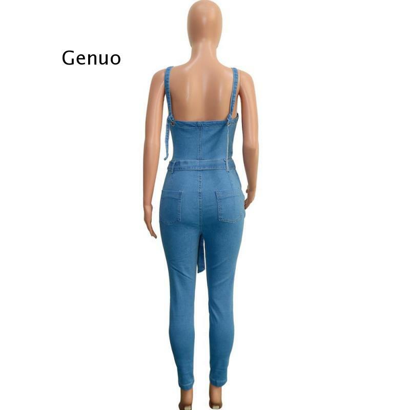 Tuta da donna Streetwear moda estiva pagliaccetti di jeans femminili tasche aderenti Camis Playsuit tute da donna Sexy Casual con fasciatura