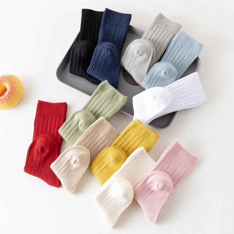 Chaussettes en coton pour garçons et filles, jambières décontractées pour enfants, bas de lit au genou, long tube, 13 couleurs