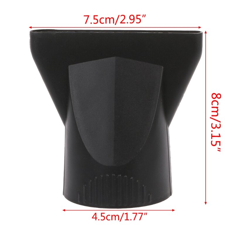 Black Plastic Replacement Salon Hair Dryer Drying Concentrator Hair Styling Tool Hood Cover for Nozzle Diameter 4.5CM