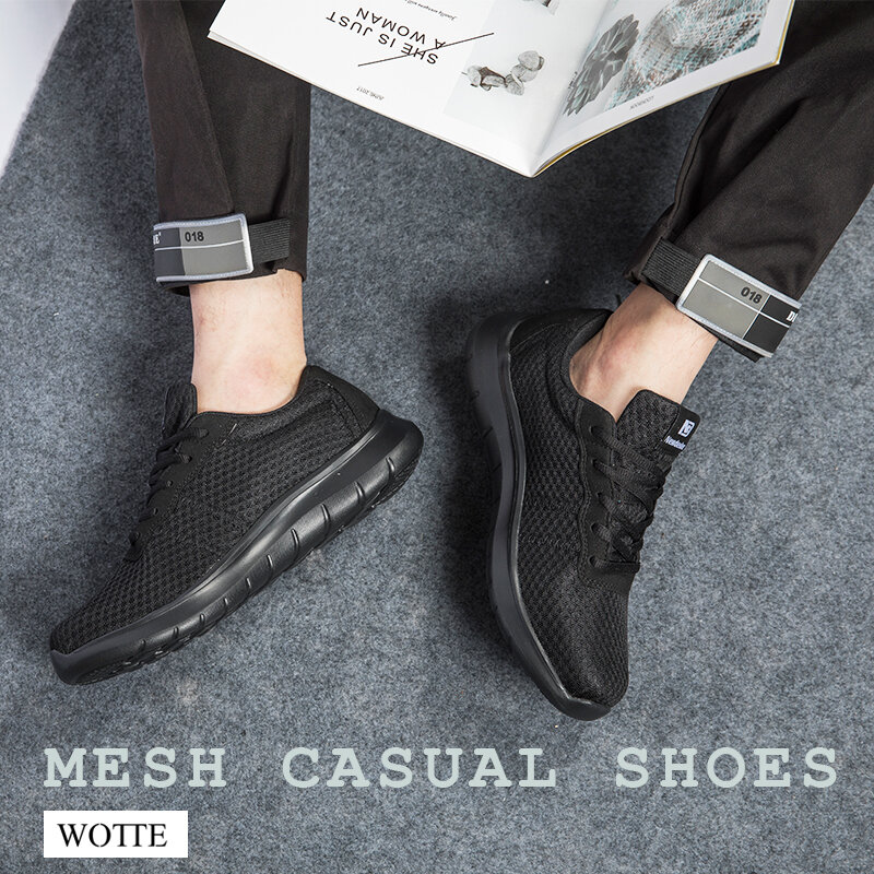 Wotte-sapatos leves e casuais para homens, respiráveis e confortáveis, sapatos largos, tamanho grande 50