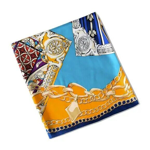 Lenço de seda feminino com 130cm, lenço quadrado de marca de luxo com design de cartas para mulheres