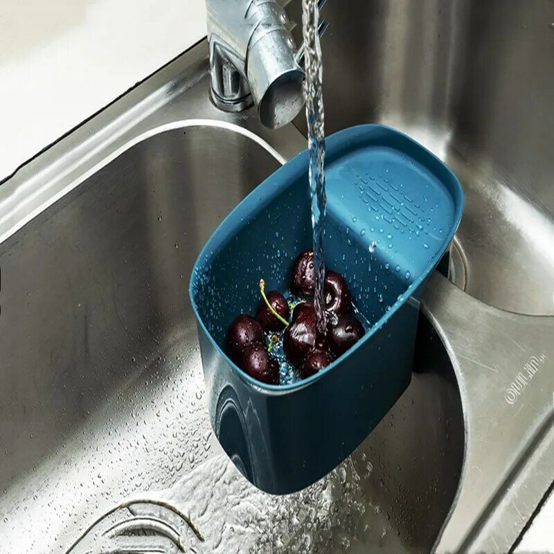 Kitchen  Plastic Sink Triangular Drain Basket Suction Cup-Free Punch-Free Wash Basin Rack Wash Basin Rag Storage Hanging Basket