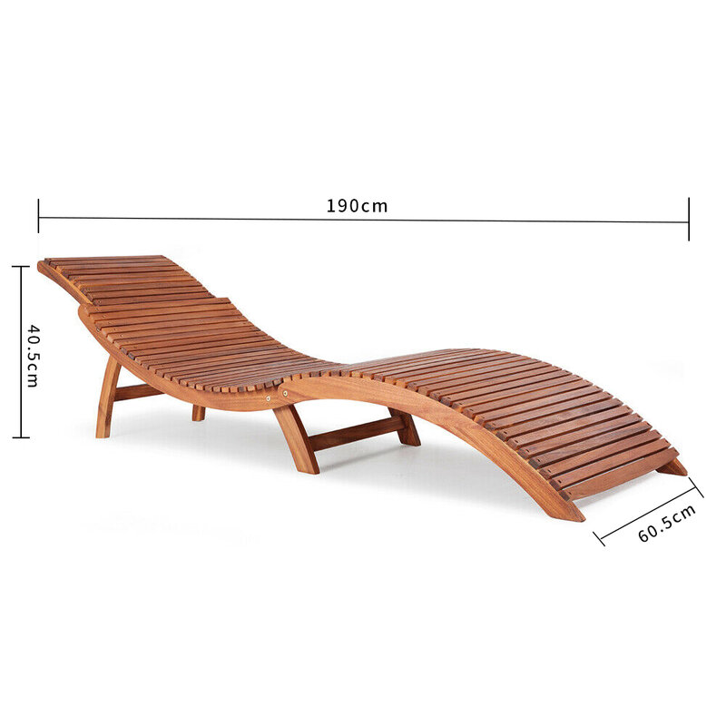 Panana Garden Bench Wooden Sun Lounger Ergonomic Deck Swimming Pool Chair Foldable Comfortable Headrest Folding Fast delivery