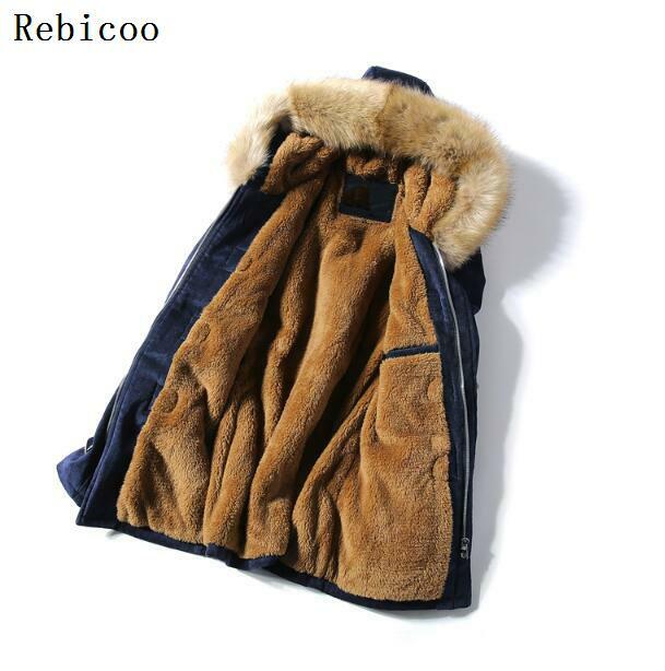 Veste à capuche en coton matelassé pour homme, nouveau manteau d'hiver chaud avec Long col en fourrure, en velours