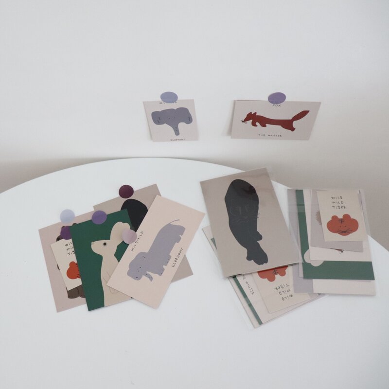 Ins Cartoon zwierząt serii dekoracji karty 9 arkuszy pocztówka fotograficzne rekwizyty Diy do pokoju naklejka ścienna w tle mały plakat